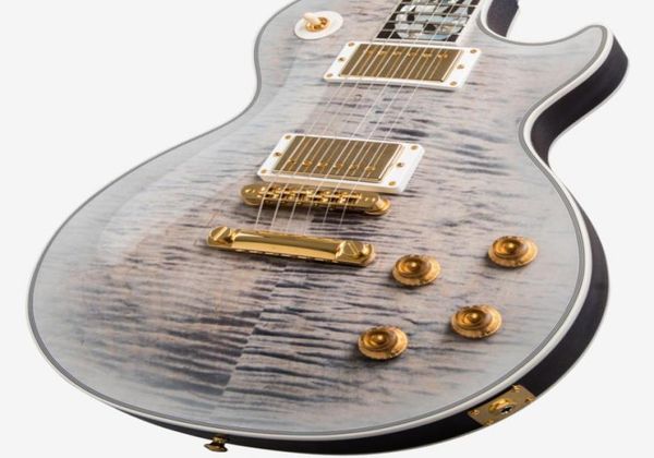 

rare ultima limited run gray burst flamemaple electric guitar 3 piece flame maple neck iceflame inlay gold grover imperial t6920549