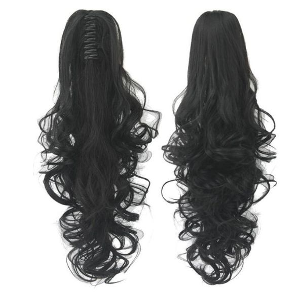 

001 synthetic ponytail long straight hair 16quot22quot clip ponytail hair extension blonde brown ombre hair tail with drawstr8026839, Black