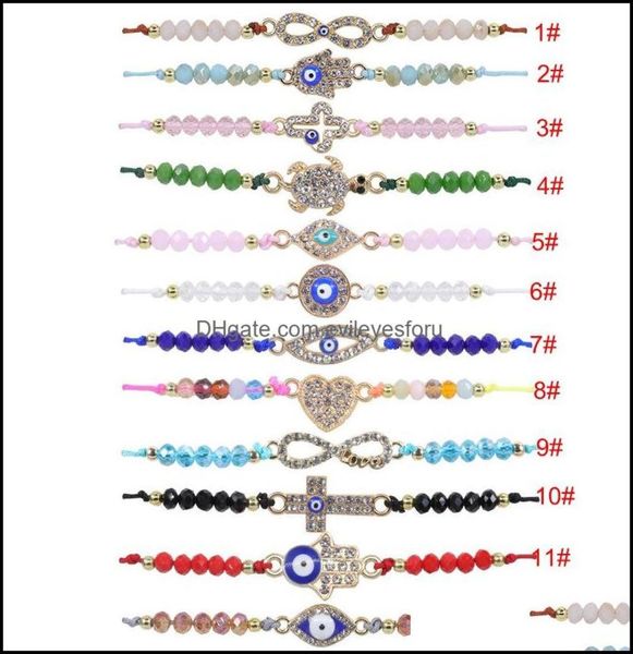 

charm bracelets jewelry couple palm devils eye crystal beaded braided bracelet men women diamond print turtle love evils e dhdvn4485372, Golden;silver