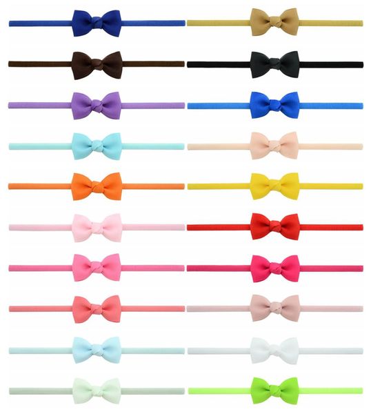 

baby bow headbands nylon ribbon hairbands girls elastic cute solid headband children kids hair accessories fashion bowknot headdre3033403, Slivery;white