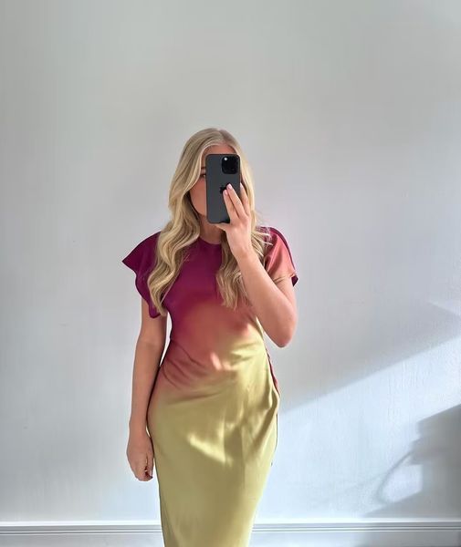 

basic casual dresses fashionable women's tie dyed gradient dress 230629, Black;gray