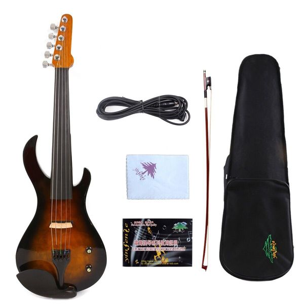 

yinfente 5string 4/4 electric silent violin wooden nice tone case #ev20
