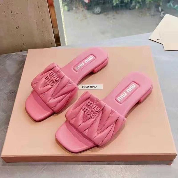 

beach shoes women slide designer sandals high mius family genuine leather women's 2023 summer new fashion square flat bottom slippers f