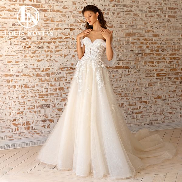 

a-line sleeveless wedding dress 2023 bridal sweetheart applique beads backless dress for bride vestidos de novia, White