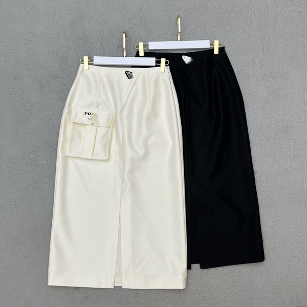 

summer long skirt designer woman fashion denim skirt stylish letters split pants classic pattern a line skirt women pant clothes, Black