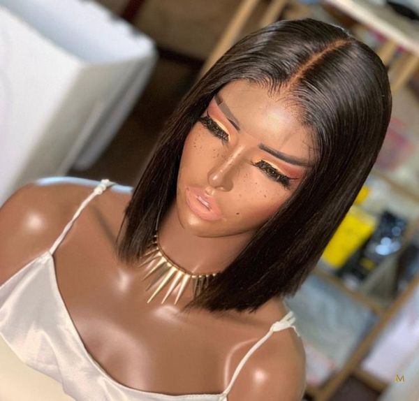 

new 13x6 straight lace front human hair wigs for black women short bob wig brazilian remy hair pre plucked baby hair middle ratio6383357