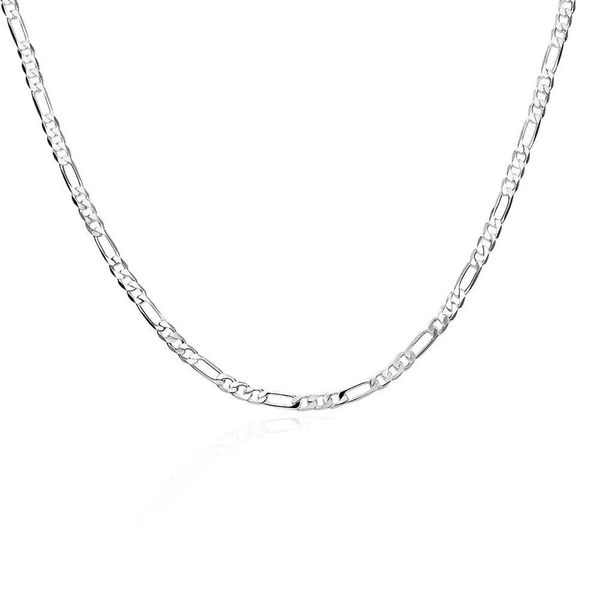 

slim 925 sterling silver 4mm figaro chain necklace for women girl boy kids italy jewelry kolye collares sieraden colier