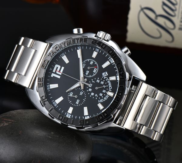 

designer brand mens luxury sports watches 3 dial quartz wristwatches men fashion silicone strap multi color clock montre de luxe, Slivery;brown