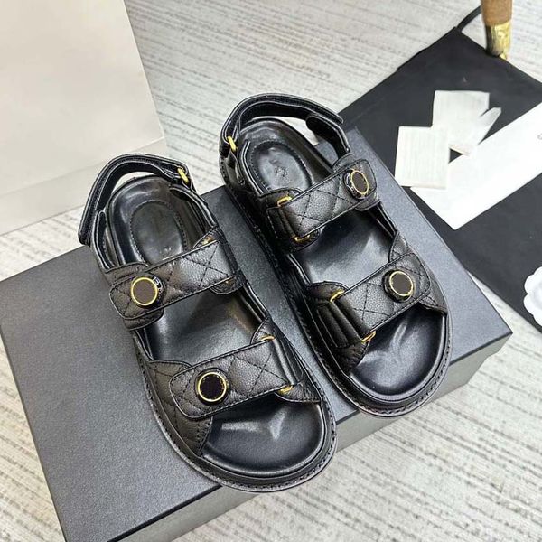 

designer summer luxury womens shoes flat sandals thick-soled casual open toe fashion women shoe beach sandals comfort vacation outdoor, Black