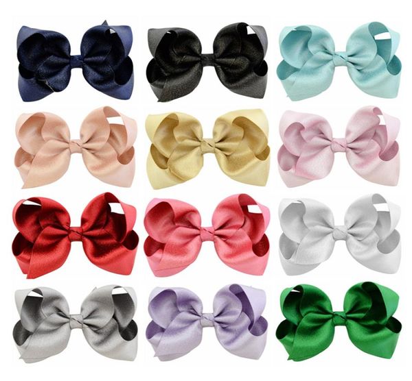 

baby big bowknot hair clips kids hairpin polyester ribbon bows 12 solid colors barrettes headwear hairbands children hair accessor1007191, Slivery;white