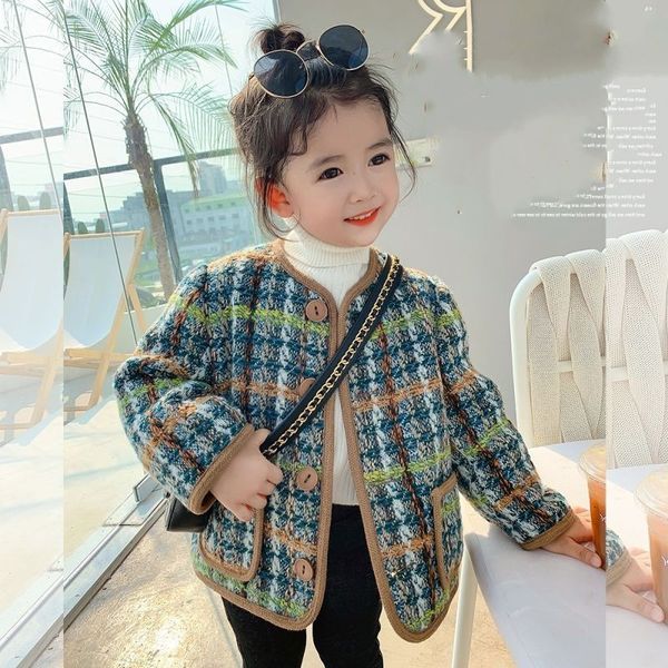 

jackets fall children s fashion plaid jacket 2023 girls collegiate style cute coat little girl vacation outing costume kids clothes 230630, Blue;gray