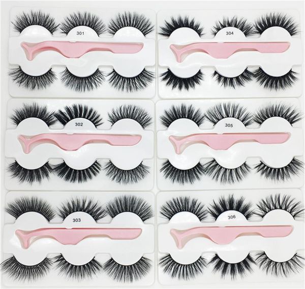 

3 pairsboxed with 1 tweezer mixed styles 3d mink false eyelashes natural long lashes handmade wispies bushy fluffy eye makeu7759352