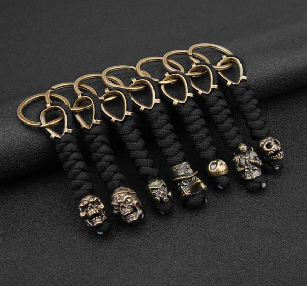 

camping amp hikingparacord weave brass punk skull umbrella rope handmade paracord bead diy hang pendant2490262