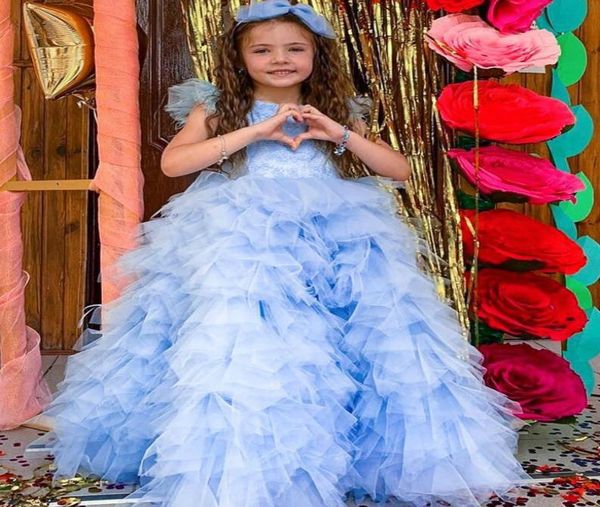 

sky blue flower girl dresses lace tulle little girl wedding dresses communion pageant dresses gowns zj6143898079, White;blue