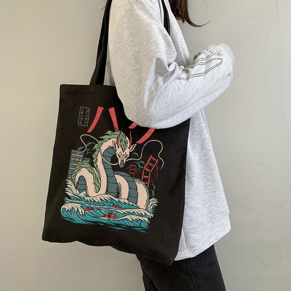 

evening bags studio ghibli totoro miyazaki graphic ladies harajuku shoulder bag women handbags funny cartoon handbag 90s anime tee female 23