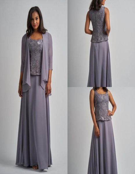 

elegant mother of the bride dresses with jacket lace chiffon long sleeves three pieces plus size mother039s dress evening gowns4588476, Black;red
