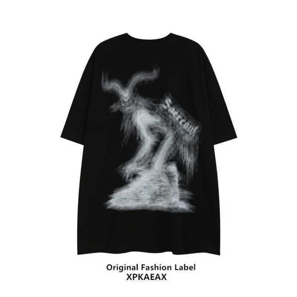 

stussys al fashion brand vertigo letter pattern printed t-shirt american high street hip hop fashion oversize short sleeve, White;black