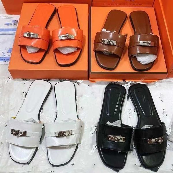 

silver buckle giulia sandal slippers luxe womens h slipper famous brand slides outdoor beach shoes slip on flat mule triple black white glit