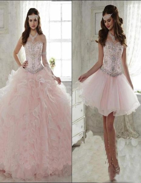 

pink quinceanera dresses with detachable skirt 2020 crystal beaded sweetheart organza ruffled sweet 15 party dresses girls masquer6990642, Blue;red