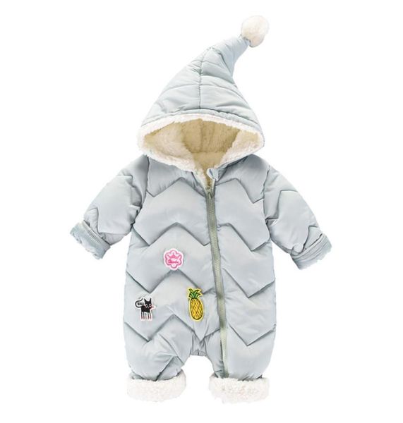 

2018 winter cotton baby romper baby girl boy snowsuit down cotton infant jumpsuit fleece long sleeve coverall clothes2052697, Blue;gray