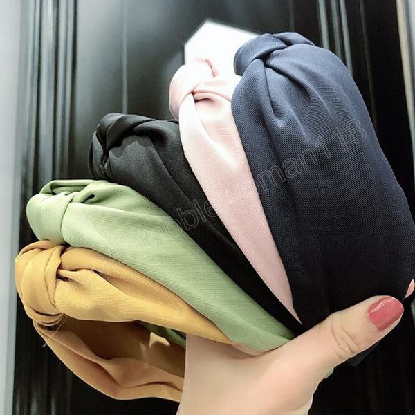 

new fashion women headband classic hairband center knot solid color headwear hair accessories, Silver
