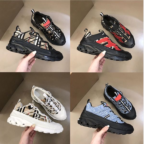 

designer sneakers men shoes striped sneaker print check trainer platform trainers vintage suede leather shoe arthur sneakerss, Black