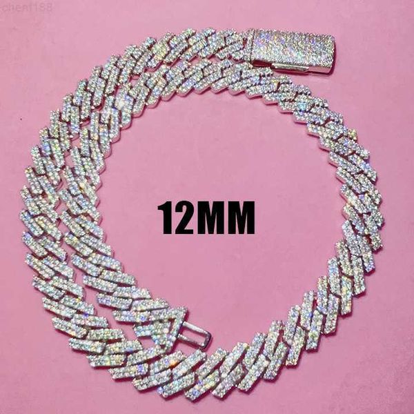 

925 sterling silver moissanite cuban chain vvs moissanite gra certificate ice out diamond 12mm mens bracelet necklace