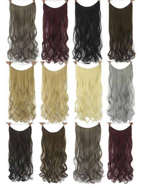 

22 26 inches wave loop micro ring hair extensions synthetic high fish line weaving weft 17 colors fl0166431630, Black