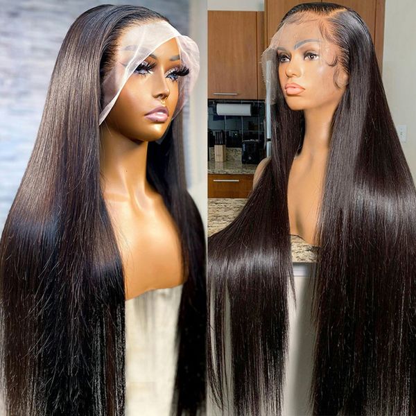 

lace wigs store promotion 13x4 13x6 transparent lace front human s for women pre plucked bone straight 4x4 clre 230629, Black;brown