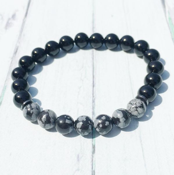 

mg0437 2019 mens energy bracelet natural snowflake bracelet grand 8 mm black tourmaline protection bracelet3730909