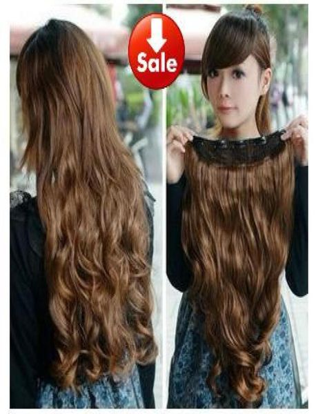 

ladies039 hair clipin hair extensions 12colors 1 piece for full head synthetic hair pieces9815940, Black;brown