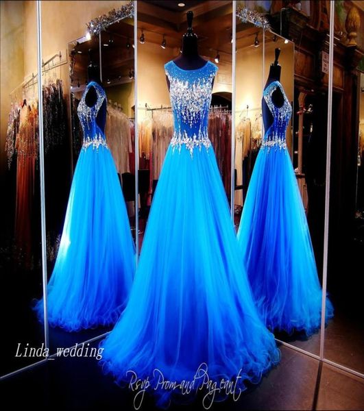 

royal blue open back prom dress sparkly bling crystal beaded floor length long formal party gown7415371, Black
