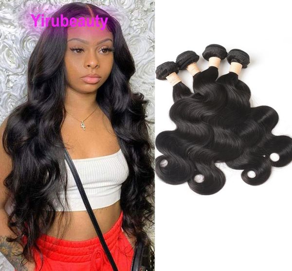 

malaysian human hair body wave four bundles weaves 1030inch pure color whole natural black 4 pieces4121952