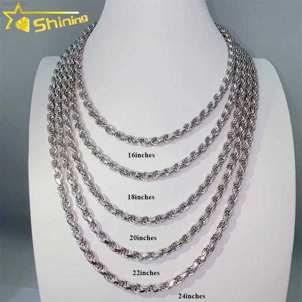 

fine jewelry iced out moissanite diamond pave full sterling silver 925 rope chains for men