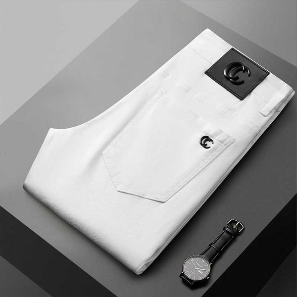 

mens jeans designer spring/summer new for printed red elastic slim fit european fashion brand youth casual pants men, Blue