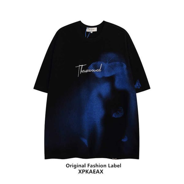 

2023 stussys brand new american dark tie dye trend t-shirt for men's loose and versatile short sleeves spaceman, White;black