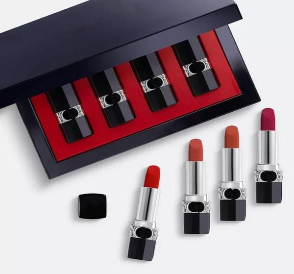 

4 in 1 floral mini lipstick set 4 pieces matte velvet lip stick christmas collection gift box longlasting creme lipsticks makeup 9610558