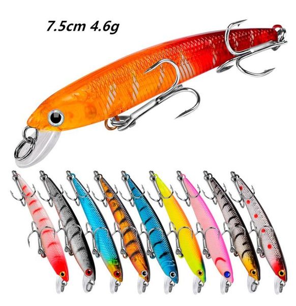 

12 color mixed 75cm 46g minnow hard baits lures fishing hooks 6 treble hook fishhooks pesca tackle accessories b0042986159