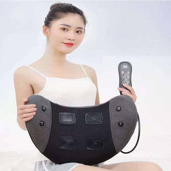 

back massager electric waist lumbar vibration cushion relax relief pain heating health care traction therapy saude body massage 230629