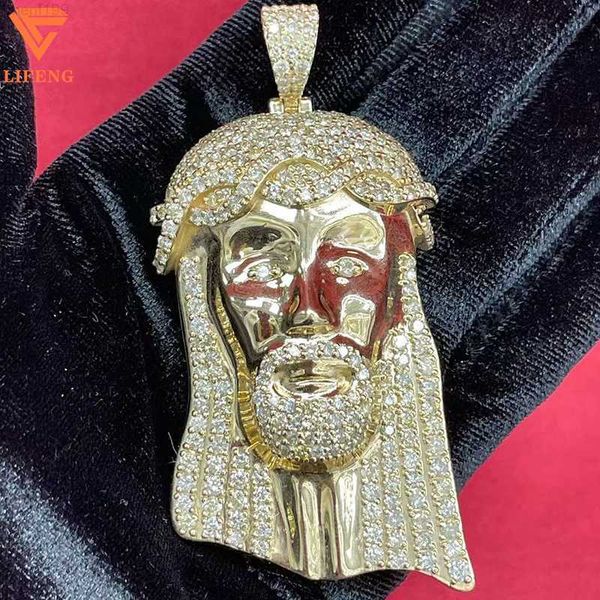 

big size bust down iced out shining lab diamond vvs moissanite cubic custom jesus pendant, Silver