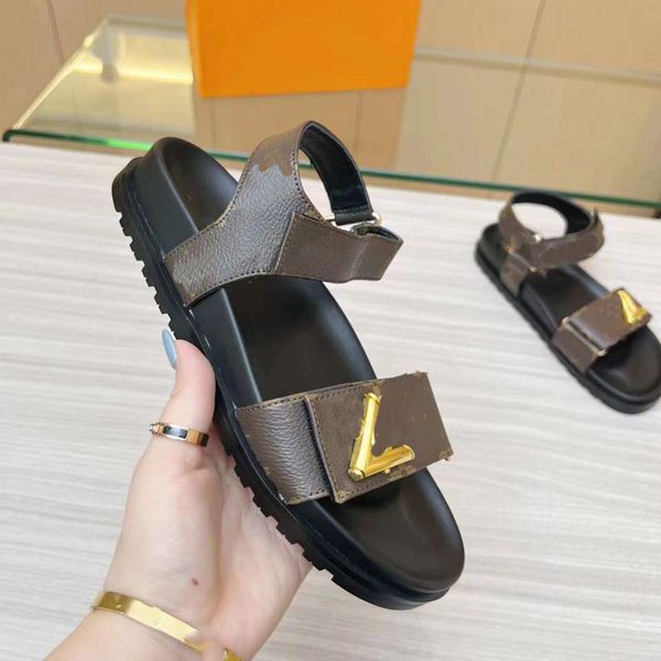 

fashion designer luis sandals leather platform slippers women vuttonity slide classic flip-flops summer hgfg, Black