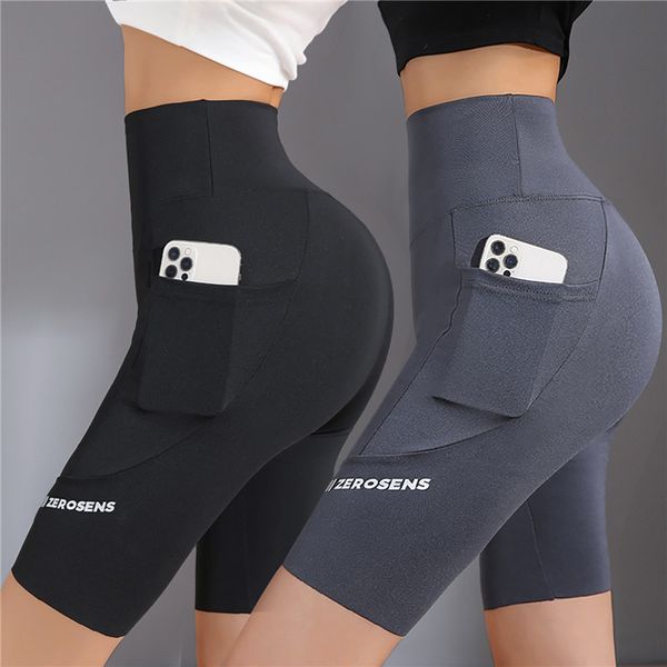 

women's shorts summer women's cycling shorts stretch letter high waist shorts for women biker shorts slim knee-length bottoms yoga, White;black