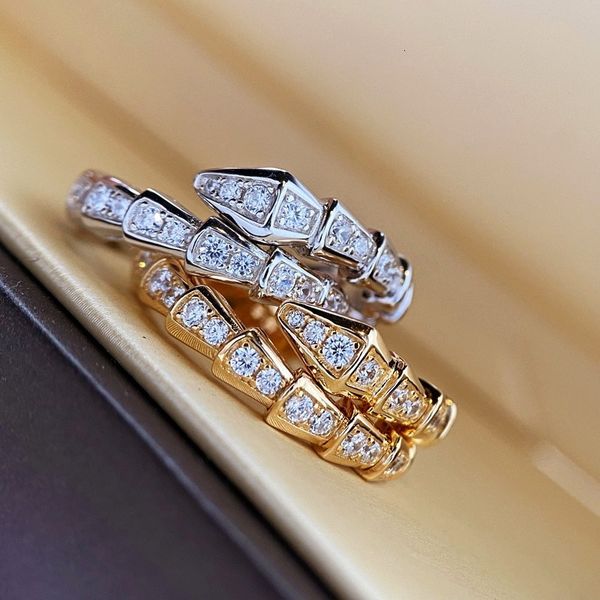 

cluster rings gold silver color snake adjustable ring with bling zircon stone for women wedding engagement fashion jewelry 230630, Golden;silver