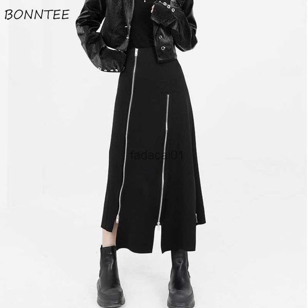

asymmetrical skirts women fashion y2k faldas midi design personality korean style ladies pure empire allmatch summer streetwear l230621, Black