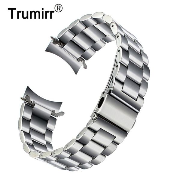 

premium stainless steel watchband for samsung galaxy watch 46mm smr800 sports band curved end strap wrist bracelet silver black t4766735, Black;brown