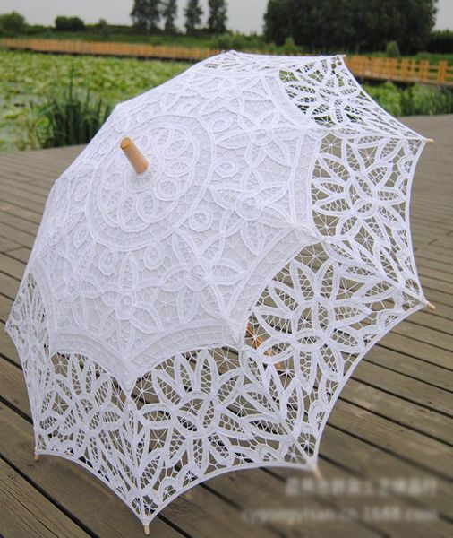 

cotton bridal parasol handmade battenburg lace embroidery white sun umbrella elegant wedding po props9005052