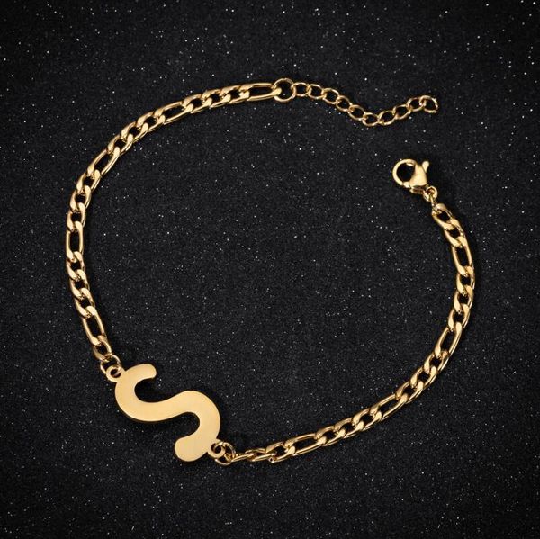 

classic fashion versatile women's bracelet 26 english alphabet couple's bracelet women's european and american metal bracelet, Black