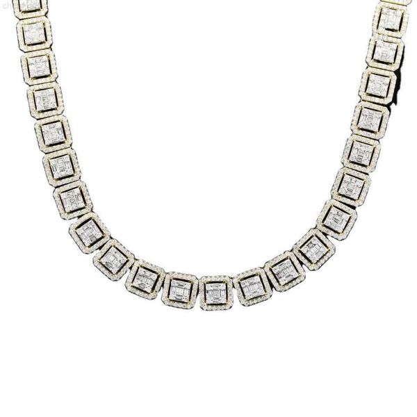 

vvs moissanite custom moissanite men's gold plated men's chain hip-hop jewelry 10mm cluster chain from vietnam manufacturer, Silver