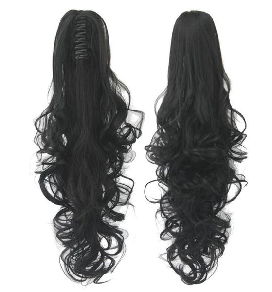 

001 synthetic ponytail long straight hair 16quot22quot clip ponytail hair extension blonde brown ombre hair tail with drawstr6426312, Black