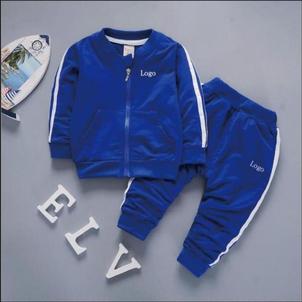 

logo designer spring autumn baby casual tracksuit boys girls hooded coat pants sports 2pcs kids suit cotton baby clothing sets tra5037980, White